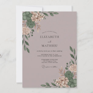 Invitation Mariage Eucalyptus Mauve Poussiéreux