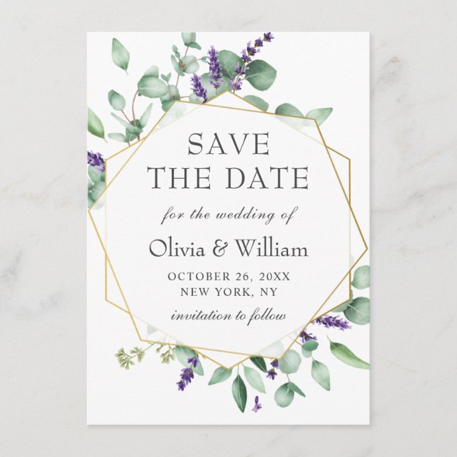 Invitation Mariage eucalyptus moderne PHOTO MISE EN ATTENTE (Devant)