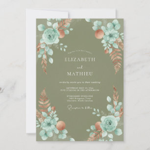 Invitation Mariage Eucalyptus Pampas Aqua Olive