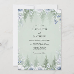 Invitation Mariage Eucalyptus Periwinkle Sapin Menthe