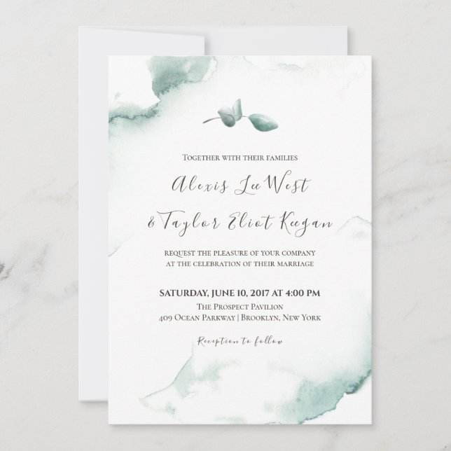 Invitation Mariage Eucalyptus rafraîchissant l'aquarelle (Devant)