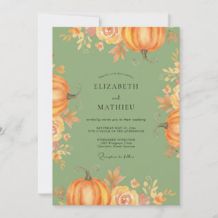 Invitation Mariage Eucalyptus Récolte de Citrouille Ambre