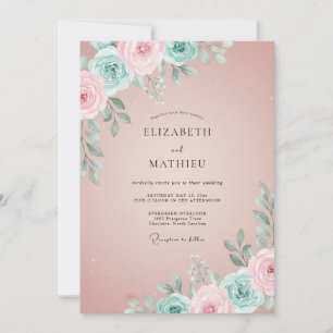 Invitation Mariage Eucalyptus Renoncule Aqua Mauve