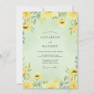 Invitation Mariage Eucalyptus Renoncule Menthe Assourdie