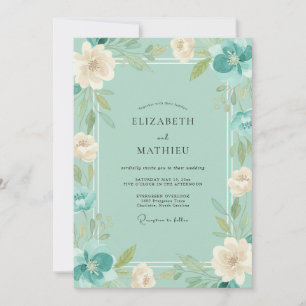 Invitation Mariage Eucalyptus Renoncule Sarcelle Menthe