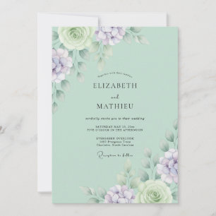 Invitation Mariage Eucalyptus Succulent Lavande Menthe