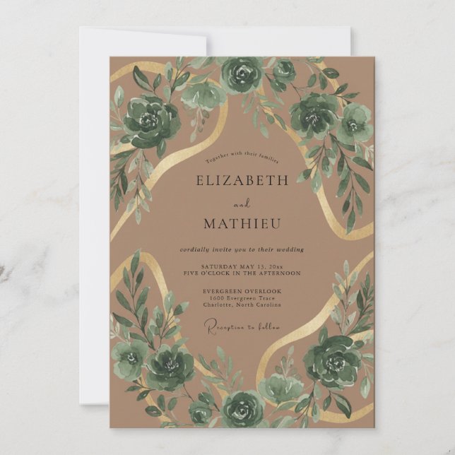 Invitation Mariage Eucalyptus Succulent Taupe (Devant)
