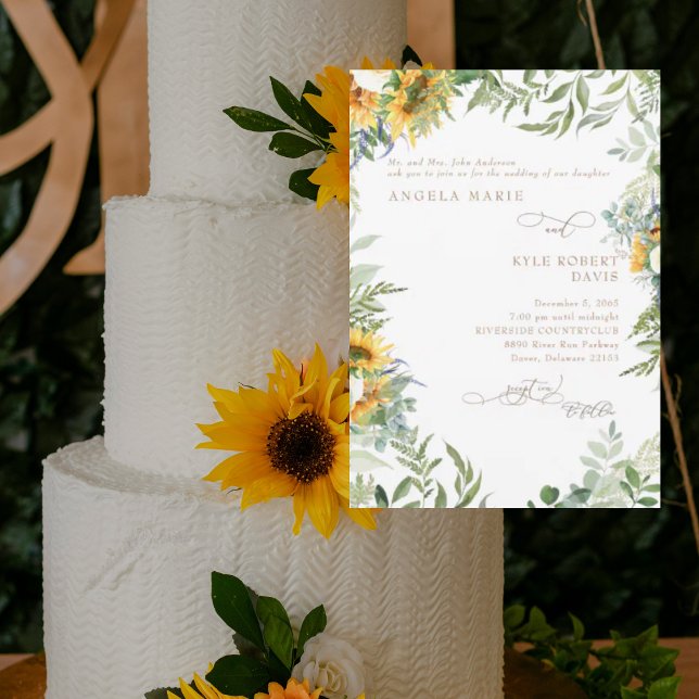 Invitation Mariage Eucalyptus Sunflower Élégance (Créateur téléchargé)