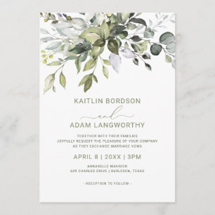 Invitation Mariage Eucalyptus Vert Aquarelle Herbal