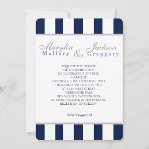 Invitation Mariage Event Classic Marine Bleu & Blancs