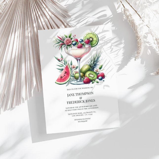 Invitation Mariage exotique sur la plage thème Margarita (Margarita Theme Exotic Beach Wedding Invitation)