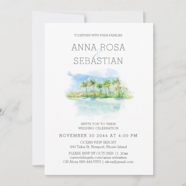 Invitation *~* MARIAGE EXOtique tropical AR7 Plage RSVP + (Devant)