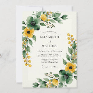 Invitation Mariage Exquis de la Forêt Jaune Moutarde