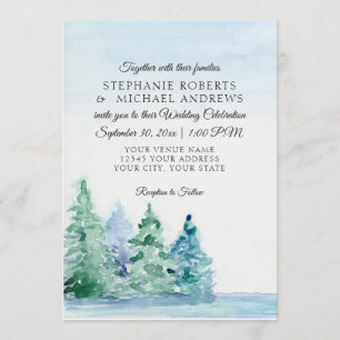 Invitation Mariage extérieur de pins grands de montagne de
