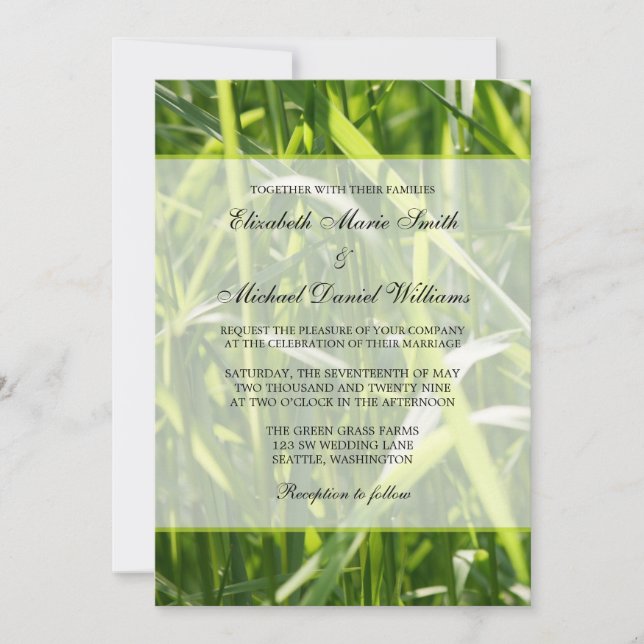 Invitation Mariage extérieur Green Field Grass (Devant)