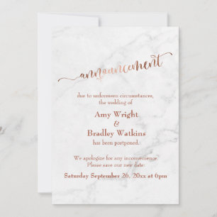 Invitation Mariage "Faire-part" reporté en marbre