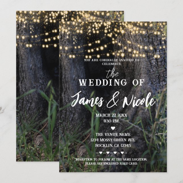 Invitation Mariage Fairy Fairy Sparkle Lights de la Forêt Mag (Devant / Derrière)