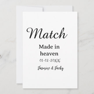 Invitation Mariage fait au ciel nom date calligraphie simple