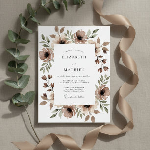 Invitation Mariage Fantaisie Florale Marron