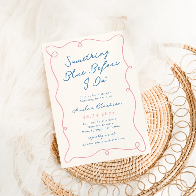 Invitation Mariage Fantaisiste à l'Eau Bleue avec Dessins à l (Créateur téléchargé)