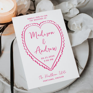 Invitation Mariage Fantaisiste au Cœur Rose