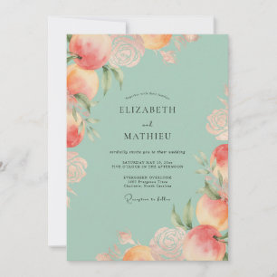Invitation Mariage fantaisiste aux fleurs de pêche