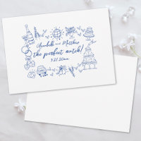 Mariage Fantaisiste Bleu Parfait Dessiné à la Main