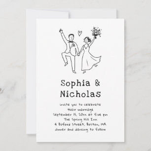 Invitation Mariage Fantaisiste et Original Dessin à la Main