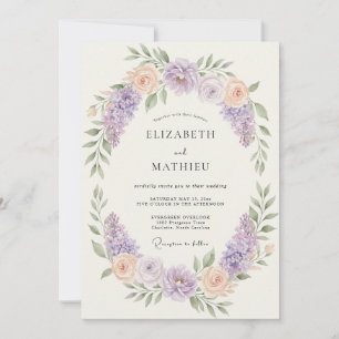 Invitation Mariage fantaisiste gracieux lilas