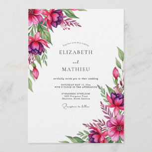 Invitation Mariage Fantaisiste Magenta Bloom