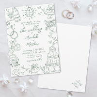 Mariage fantaisiste vert dessiné à la main