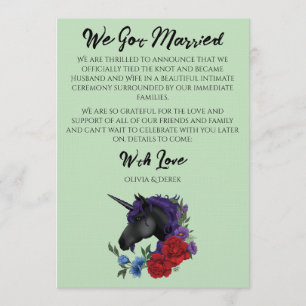 Invitation Mariage Fantastique de Licorne Noire Élégante aux