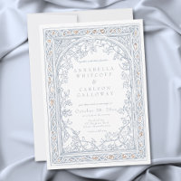 Mariage Fantastique Médiéval Gravure Bleu & Or