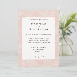 Invitation Mariage Faux Dentelle Florale Blanc Rosé Abricot