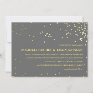 Invitation Mariage Faux Gold Foil Confetti