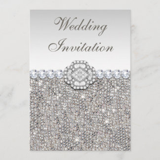 Invitation Mariage Faux Séquins d'argent et d'images de diama