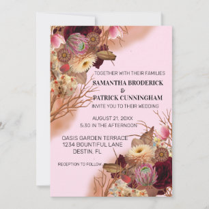 Invitation Mariage féerique Bohème aux fleurs sauvages