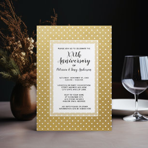 Invitation Mariage fête anniversaire Polka moderne 50e or