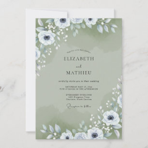 Invitation Mariage Feuillage Anémone Sage