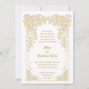 Invitation Mariage Feuillage d'Arbre de l'Ère Victorienne Vin