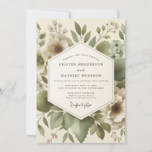 Invitation Mariage Feuillage Éthéré Sage