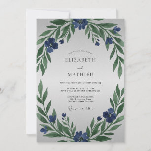 Invitation Mariage Feuillage Peint à l'Indigo