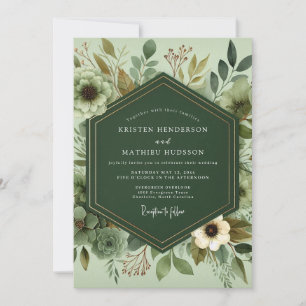Invitation Mariage Feuillage Serein Sage