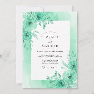 Invitation Mariage Feuillage Serein Vert Menthe