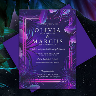 Invitation Mariage Feuillage Tropical Néon Époustouflant