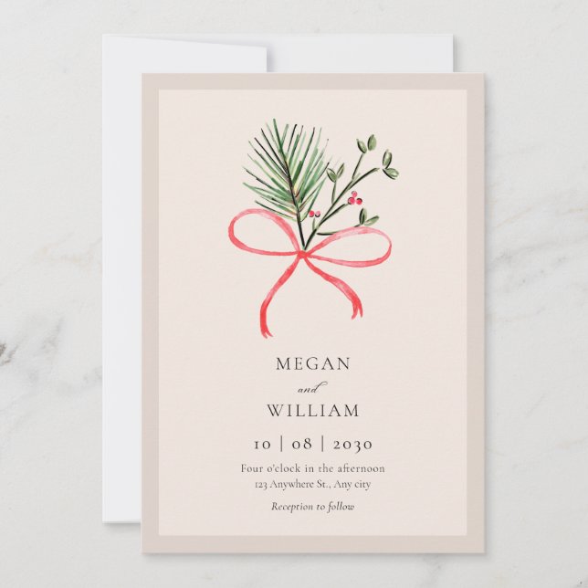 Invitation Mariage feuille (Devant)