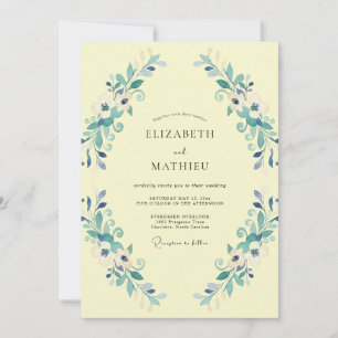 Invitation Mariage Feuille Aquatique Jaune Pâle