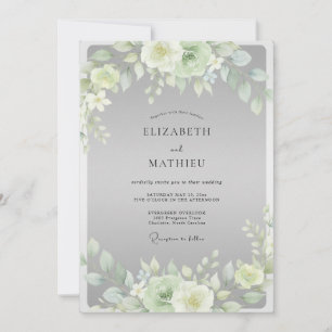 Invitation Mariage Feuille Crème Argentée