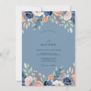 Invitation Mariage Feuille d'Abricot en Acier