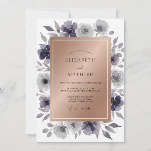 Invitation Mariage feuille d'Améthyste en Acier